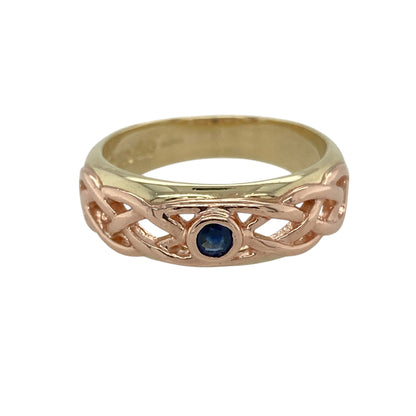 9ct Gold & Sapphire Celtic Band Ring