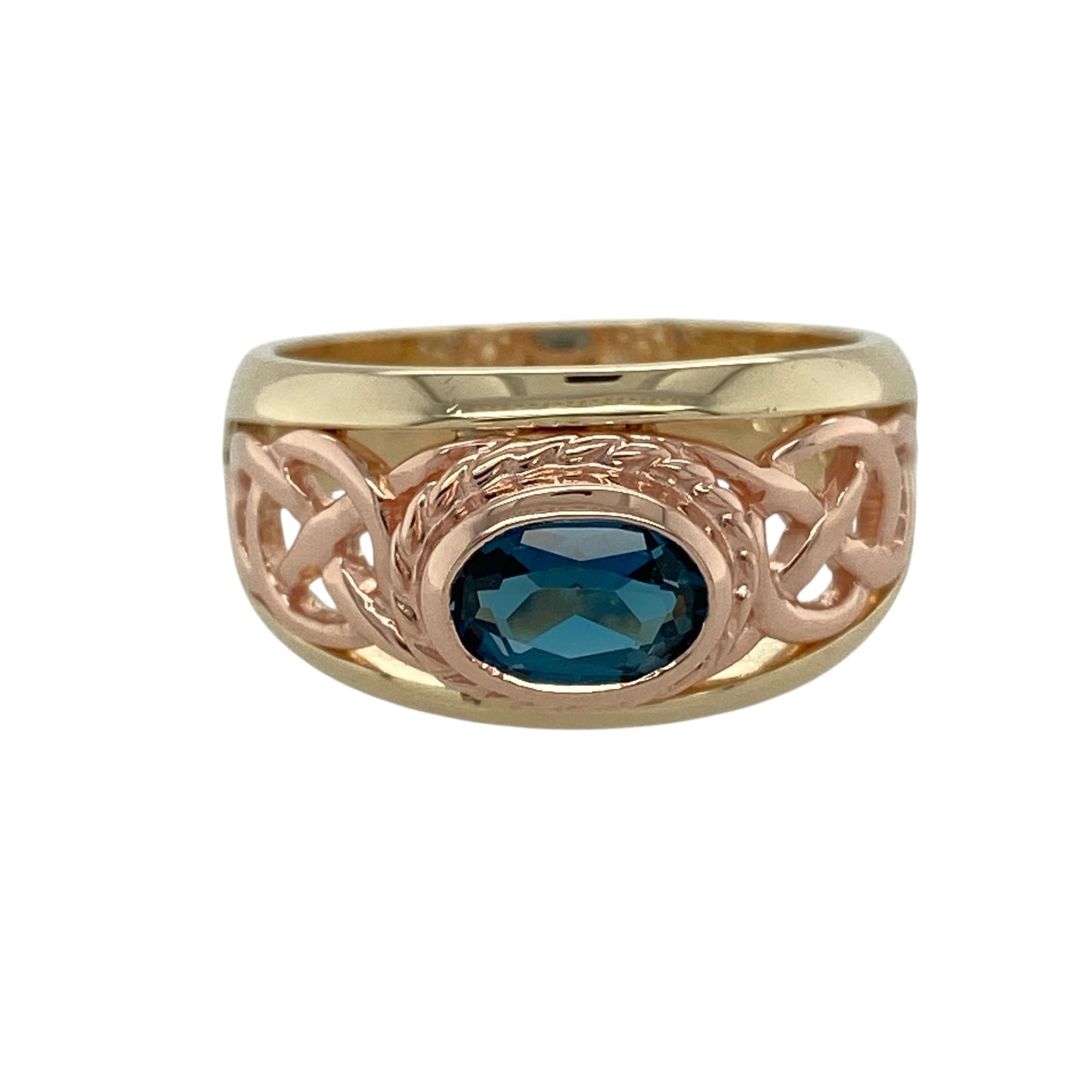 9ct Gold & Blue Topaz Set Clogau Celtic Ring