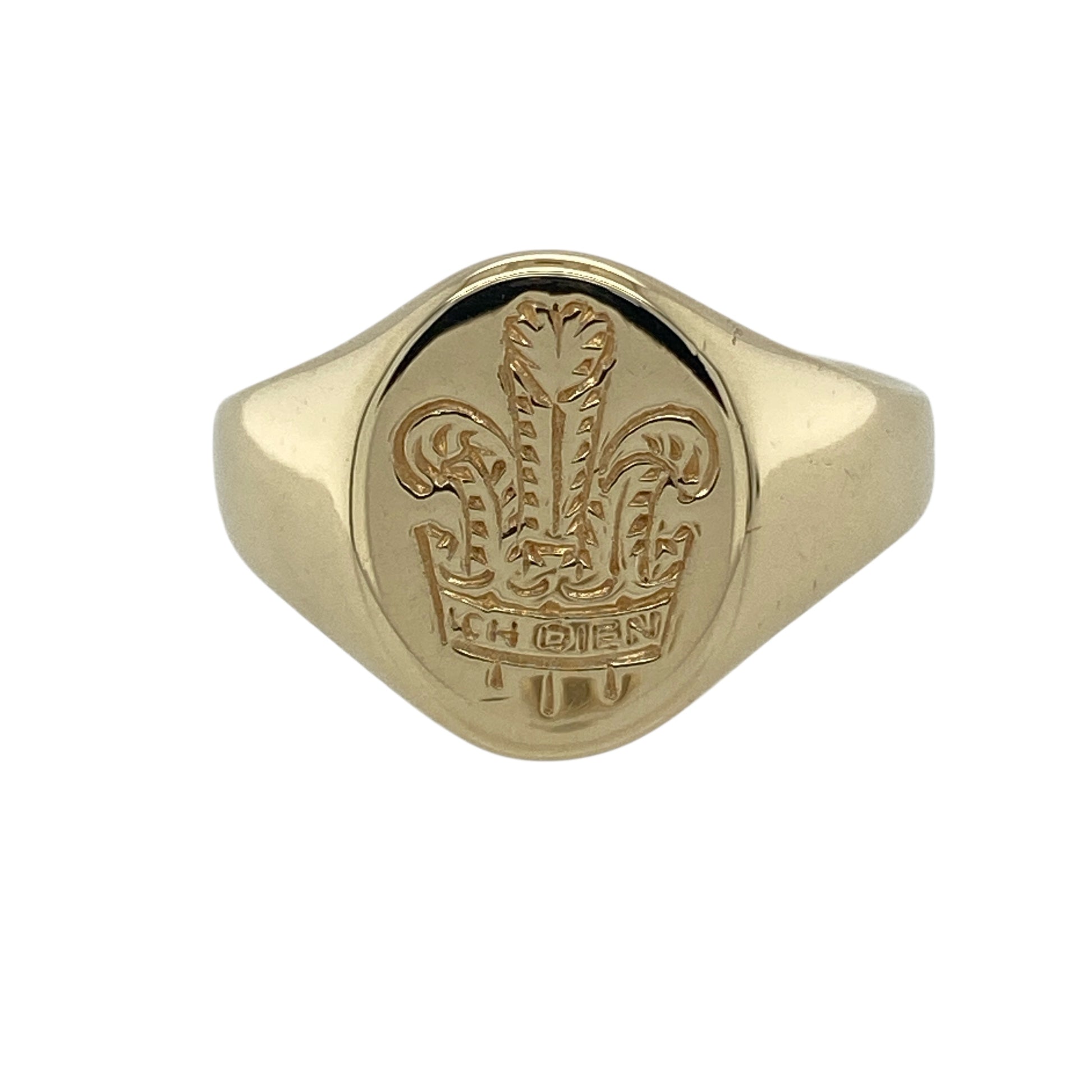 9ct Gold Welsh Three Feathers Signet Ring