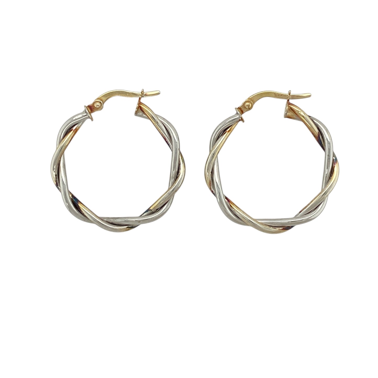 9ct White Gold Twisted Hoop Creole Earrings