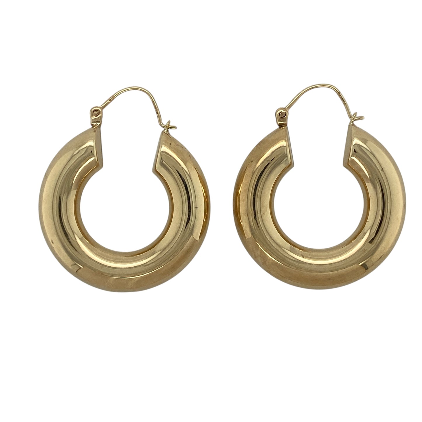 9ct Gold Plain Tube Hoop Creole Earrings