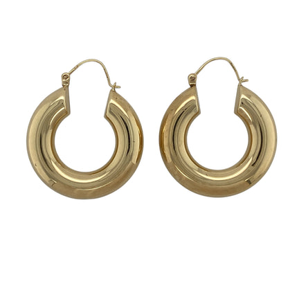 9ct Gold Plain Tube Hoop Creole Earrings