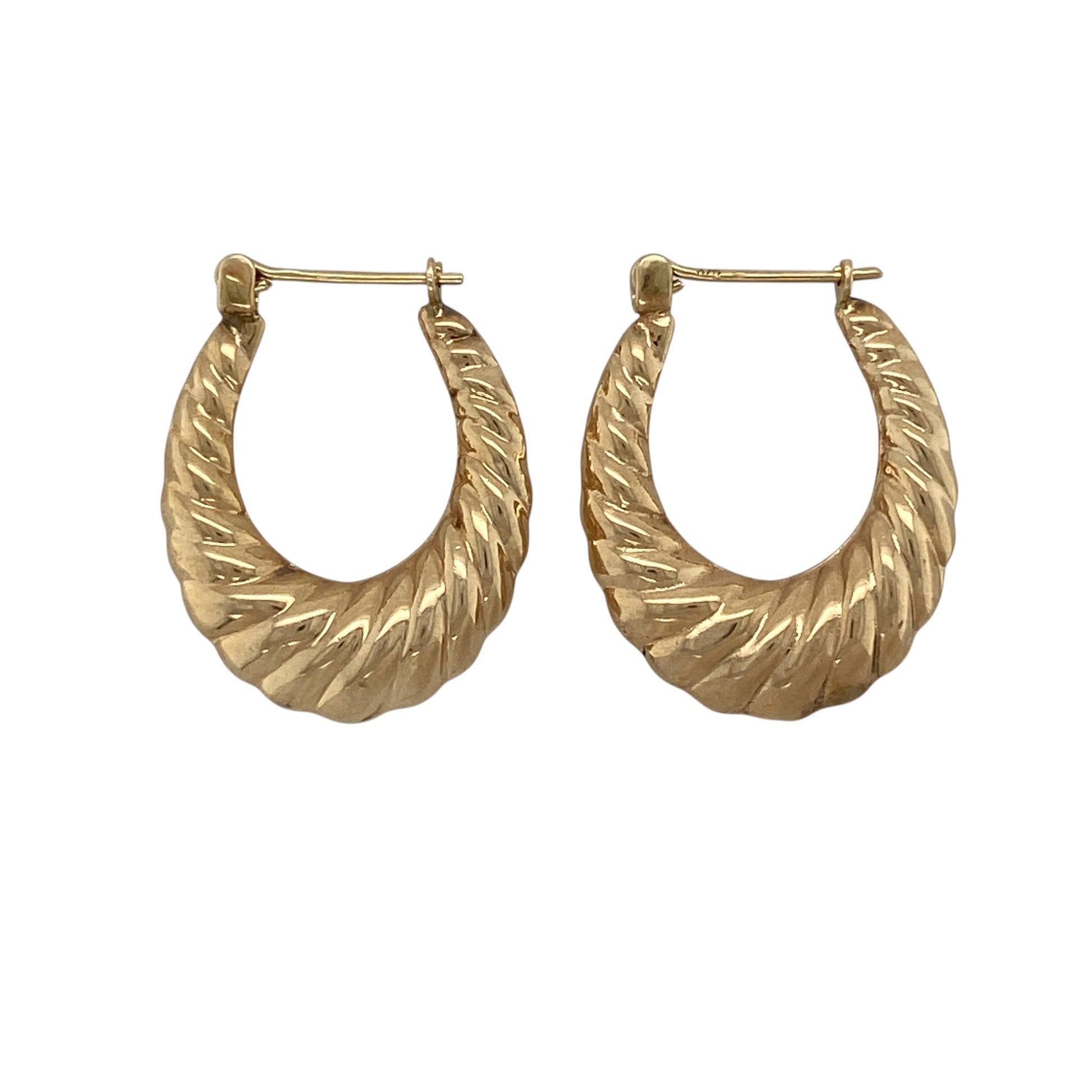 9ct Gold Twisted Oval Creole Earrings
