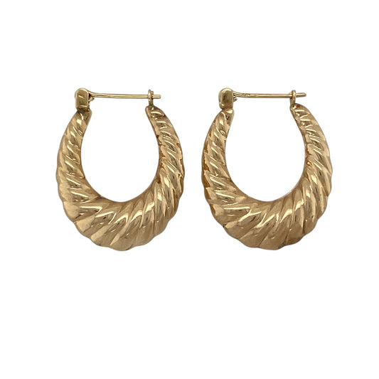 9ct Gold Twisted Oval Creole Earrings