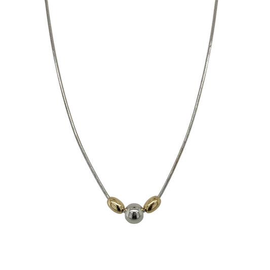 9ct White Gold Ball 18" Necklace