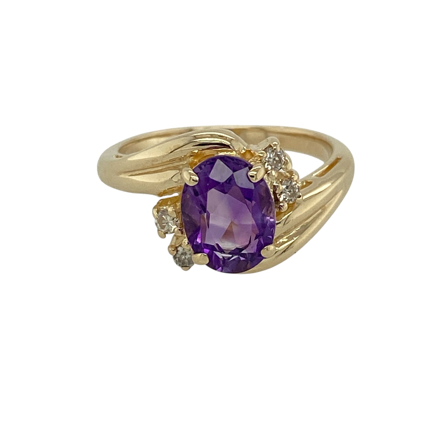 9ct Gold Diamond & Amethyst Set Ring