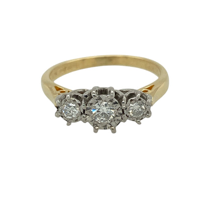 18ct Gold & Diamond Set Trilogy Ring