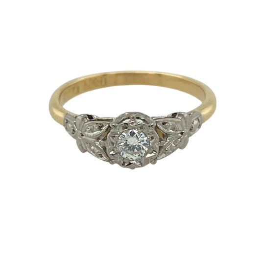 18ct Gold & Platinum Diamond Set Solitaire Ring