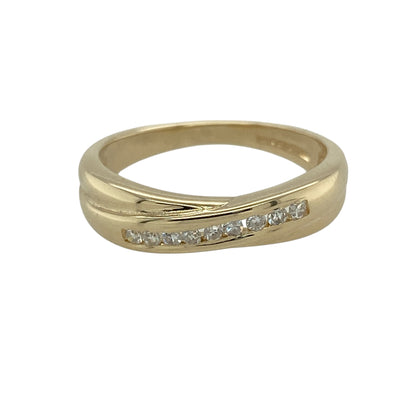 9ct Gold & Diamond Set Crossover Band Ring