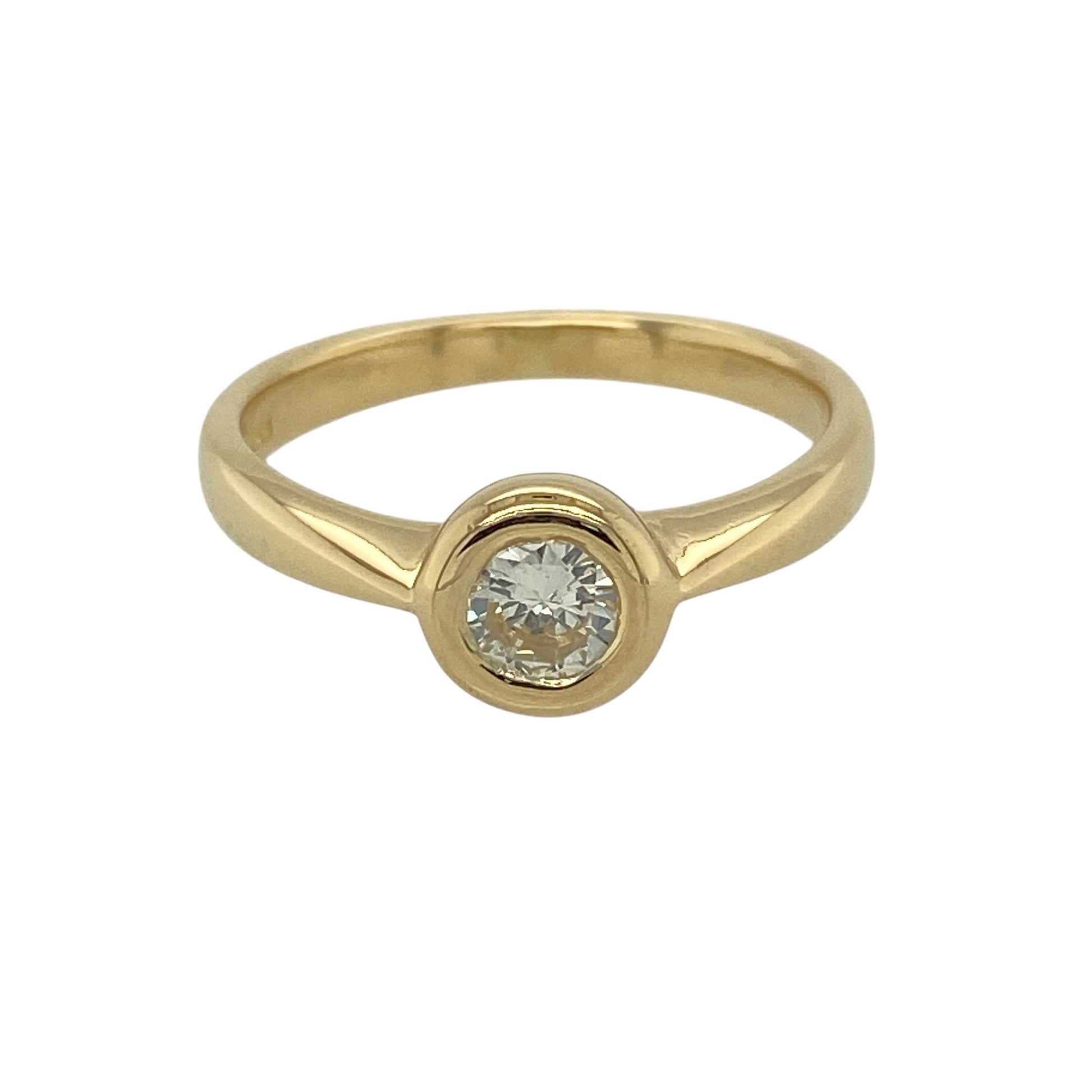 18ct Gold & Diamond Rubover Set Solitaire Ring