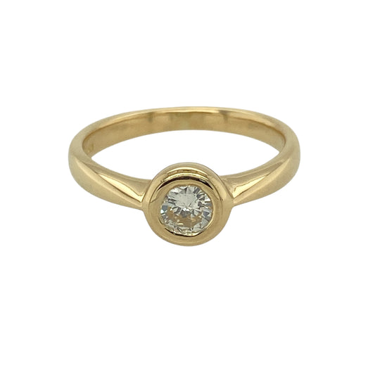 18ct Gold & Diamond Rubover Set Solitaire Ring