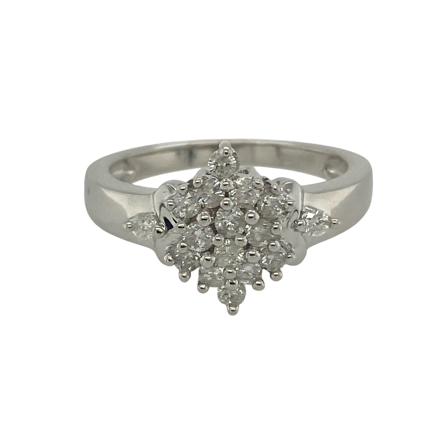 9ct White Gold & Diamond Set Cluster Ring