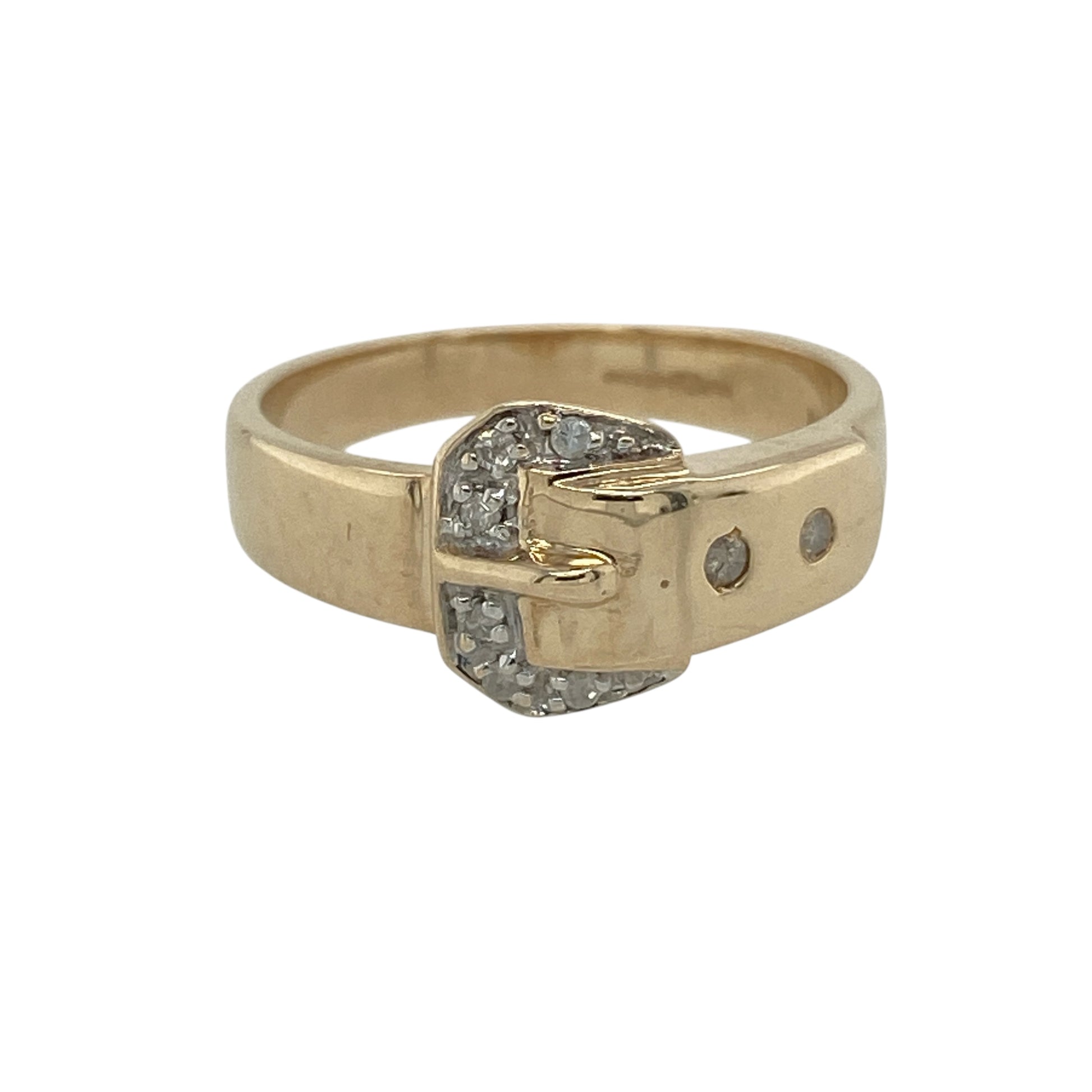 9ct Gold & Diamond Set Buckle Ring