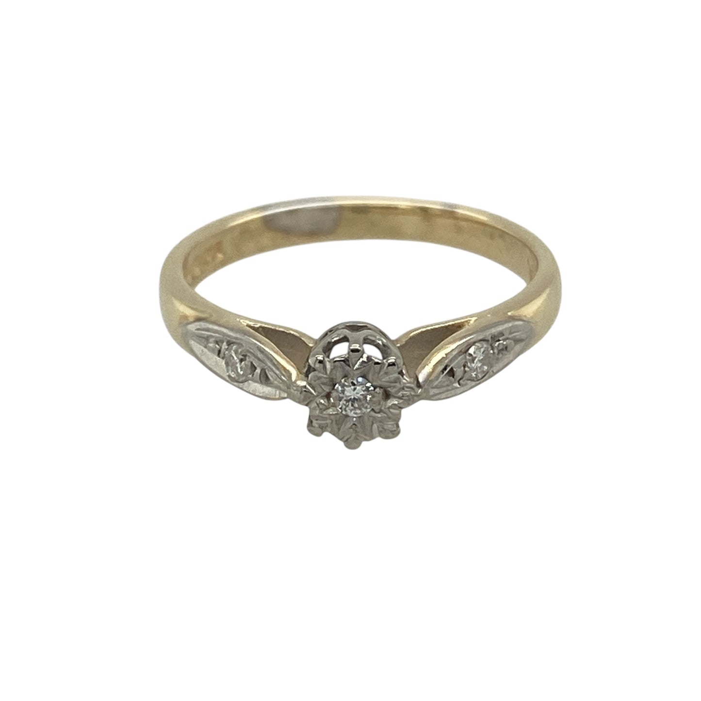 9ct Gold & Diamond Set Solitaire Ring