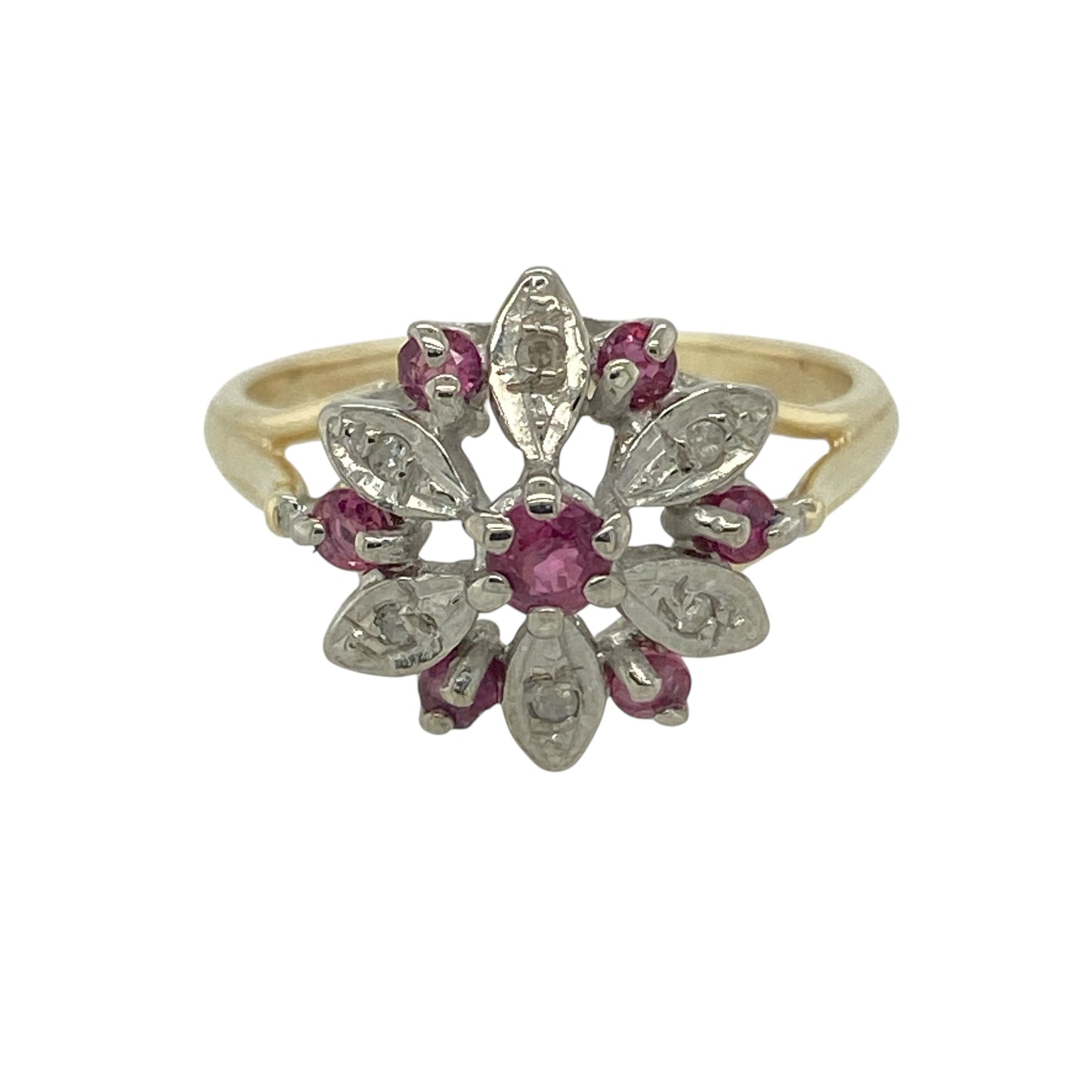 9ct Gold Diamond & Ruby Set Cluster Ring