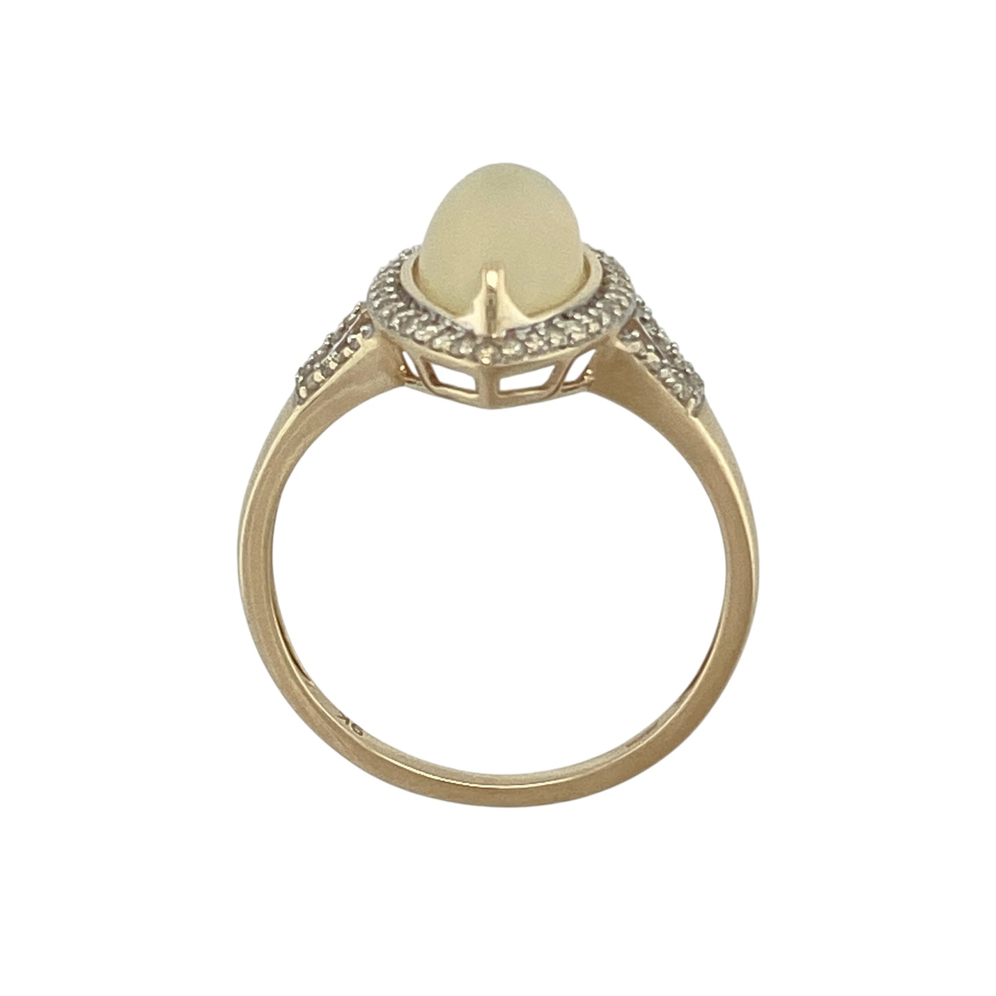 9ct Gold Diamond & Opalique Set Marquise Ring