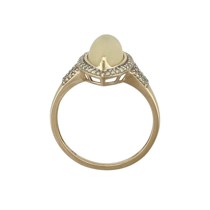 9ct Gold Diamond & Opalique Set Marquise Ring