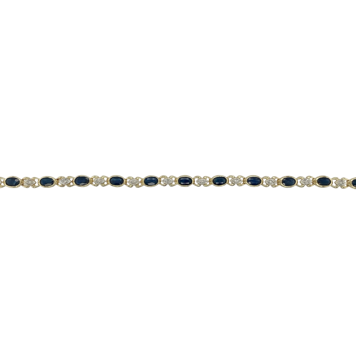 9ct Gold Diamond & Sapphire Set 7.25" Bracelet