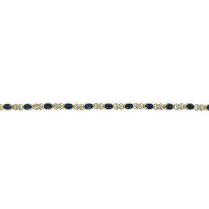 9ct Gold Diamond & Sapphire Set 7.25" Bracelet