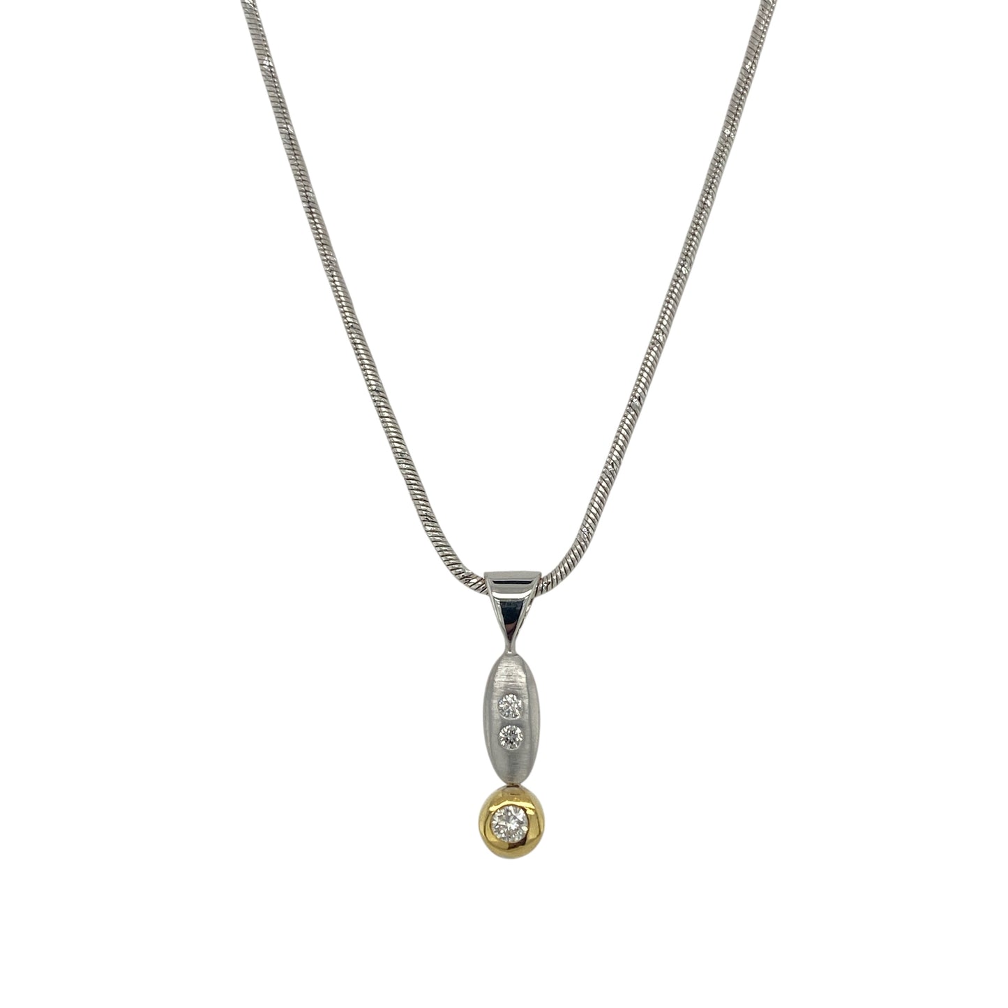 14ct White Gold & Diamond Set Drop 17" Necklace