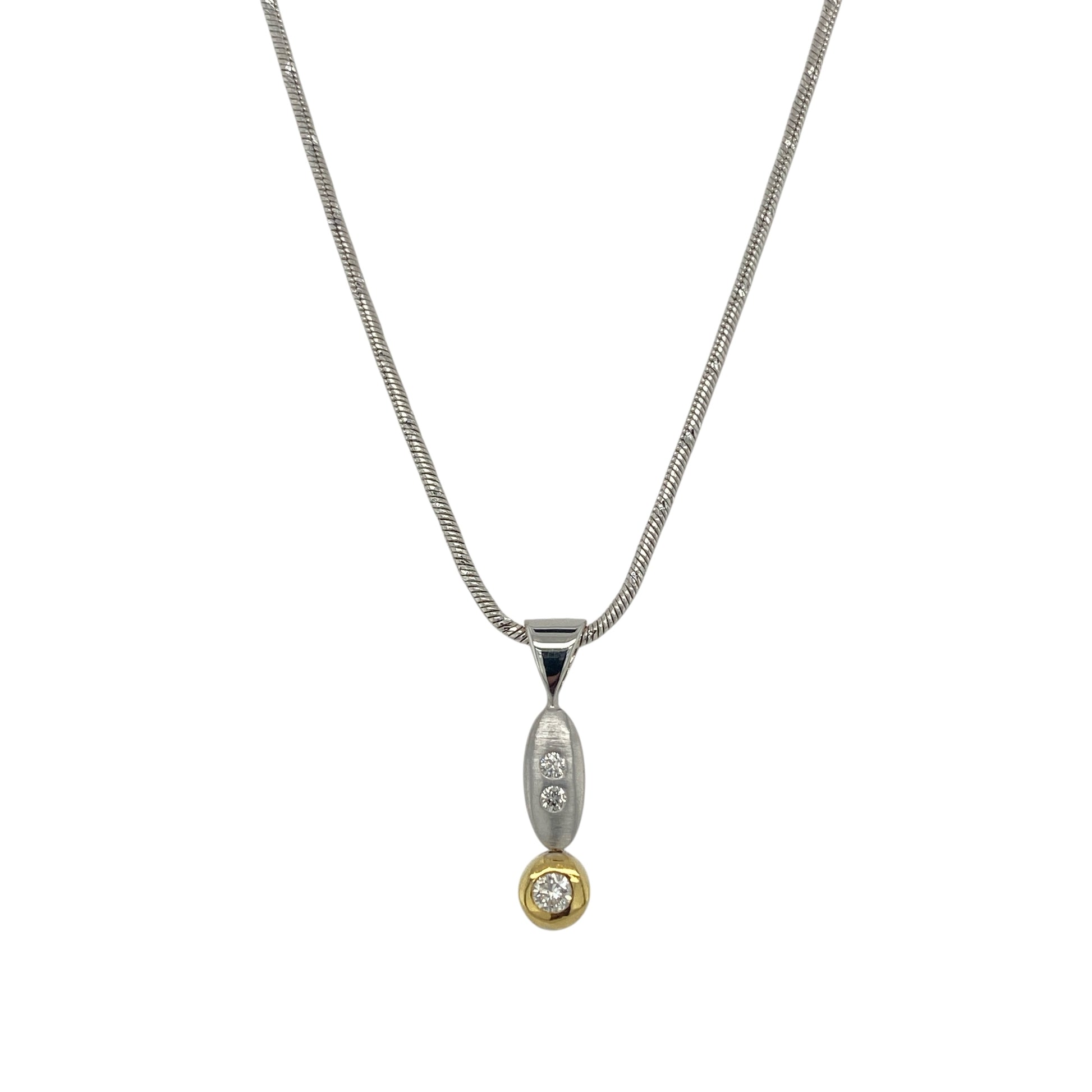 14ct White Gold & Diamond Set Drop 17" Necklace