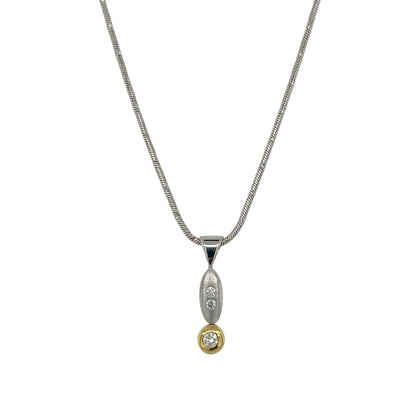 14ct White Gold & Diamond Set Drop 17" Necklace