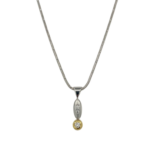 14ct White Gold & Diamond Set Drop 17" Necklace