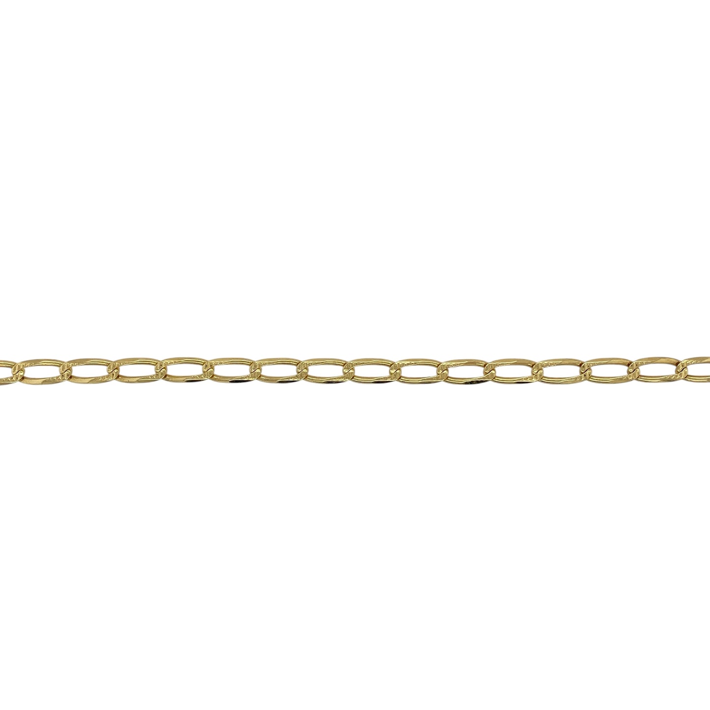 18ct Gold 9.25" Patterned Open Curb Bracelet