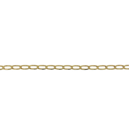 18ct Gold 9.25" Patterned Open Curb Bracelet