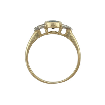 9ct Gold Blue Topaz & Cubic Zirconia Set Ring