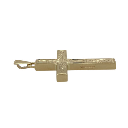 9ct Solid Gold Patterned Cross Pendant