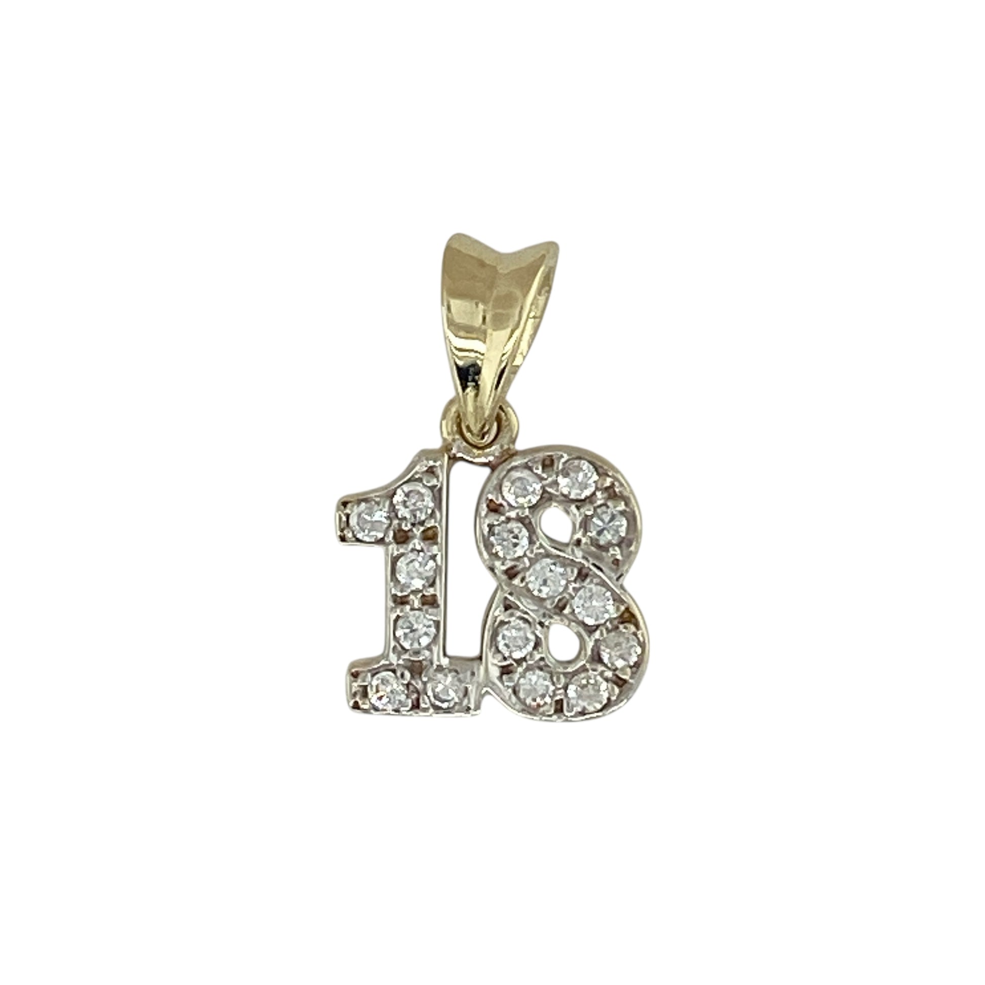 9ct Gold & Cubic Zirconia Set '18' Pendant