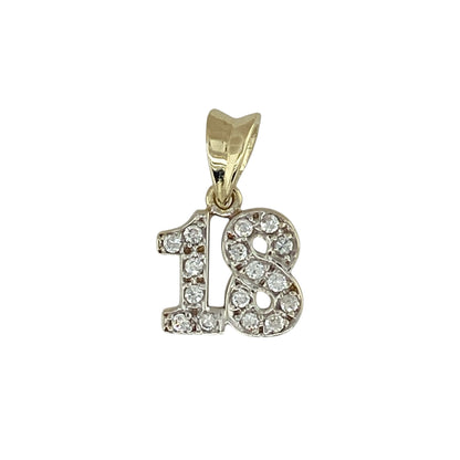 9ct Gold & Cubic Zirconia Set '18' Pendant
