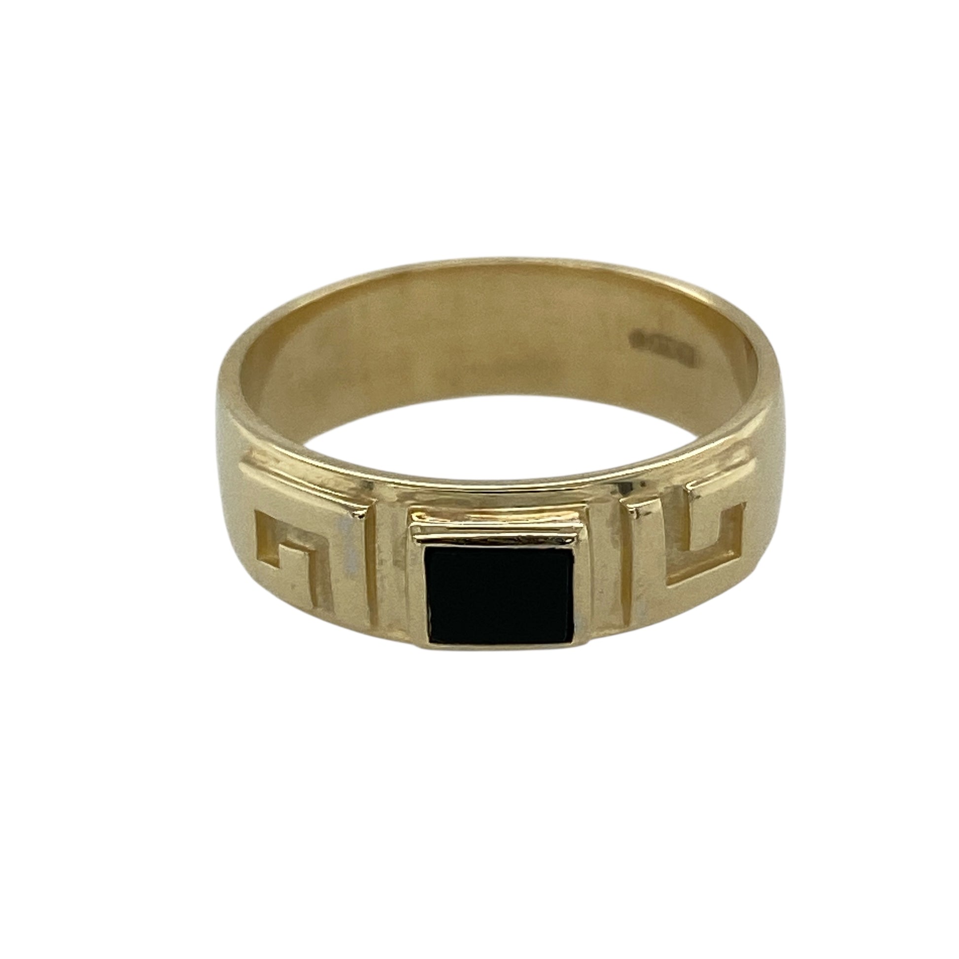 9ct Gold & Onyx Set Clogau Greek Key Band Ring