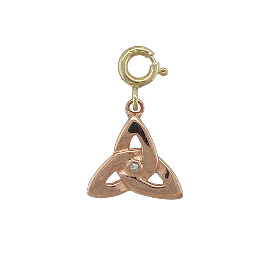 9ct Gold & Diamond Set Clogau Celtic Trisky Knot Charm