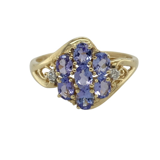 9ct Gold Diamond & Tanzanite Set Ring
