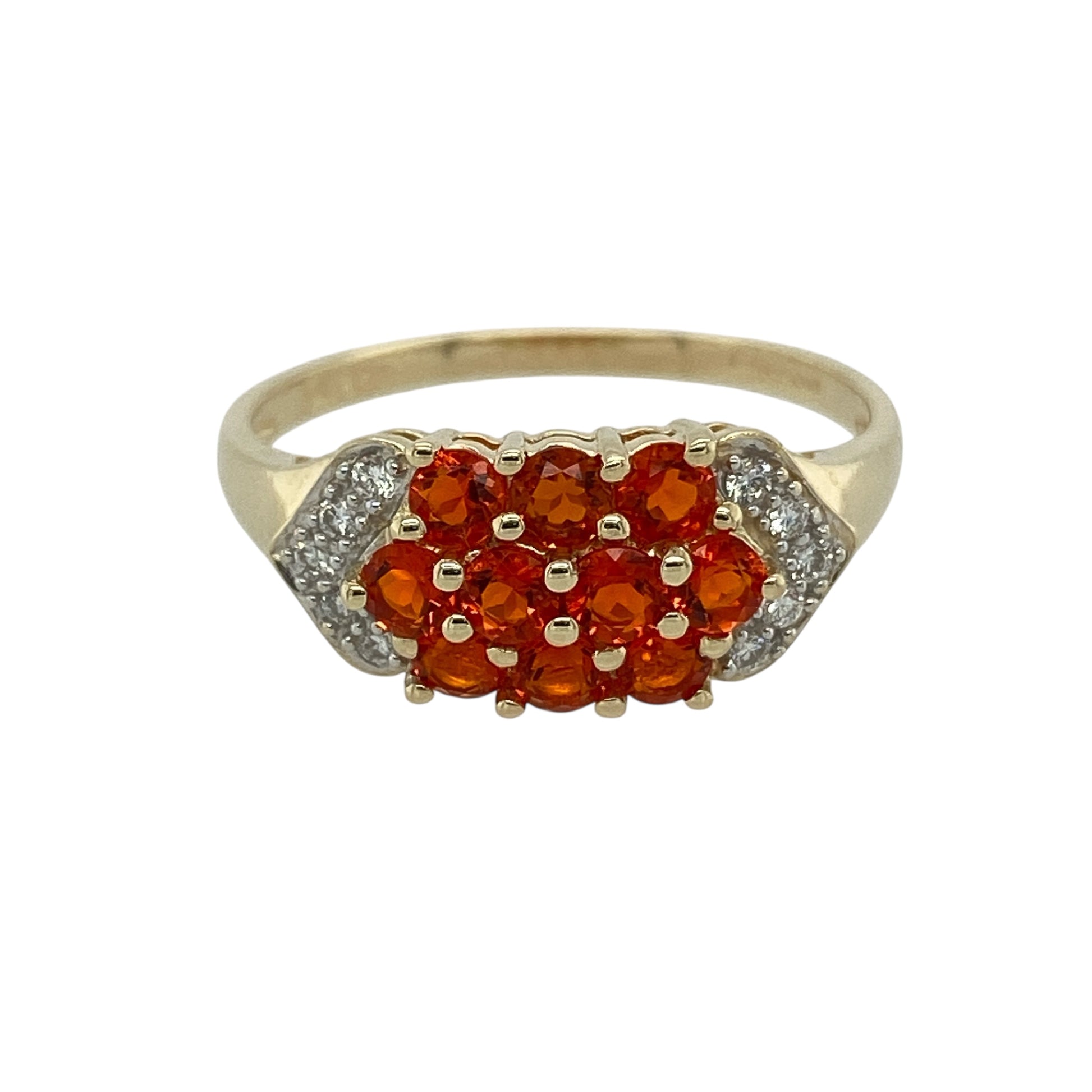 9ct Gold Diamond & Orange Stone Ring