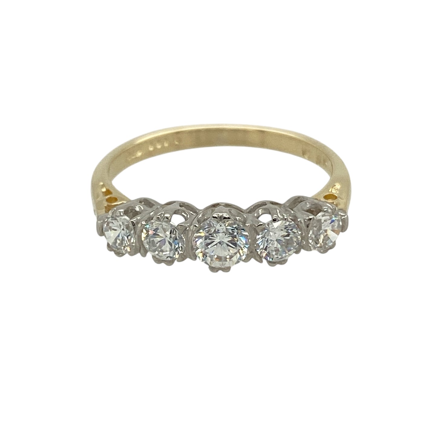 9ct Gold & Cubic Zirconia Set Five Stone Band Ring