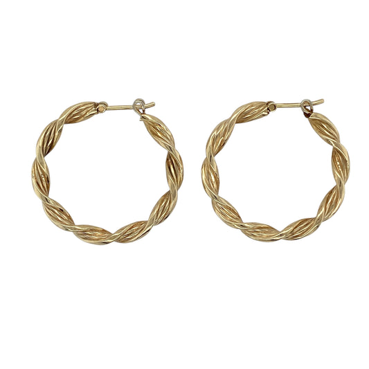 9ct Gold Twisted Hoop Creole Earrings