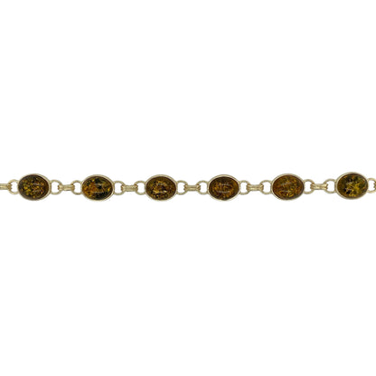 9ct Gold & Amber 7" Bracelet