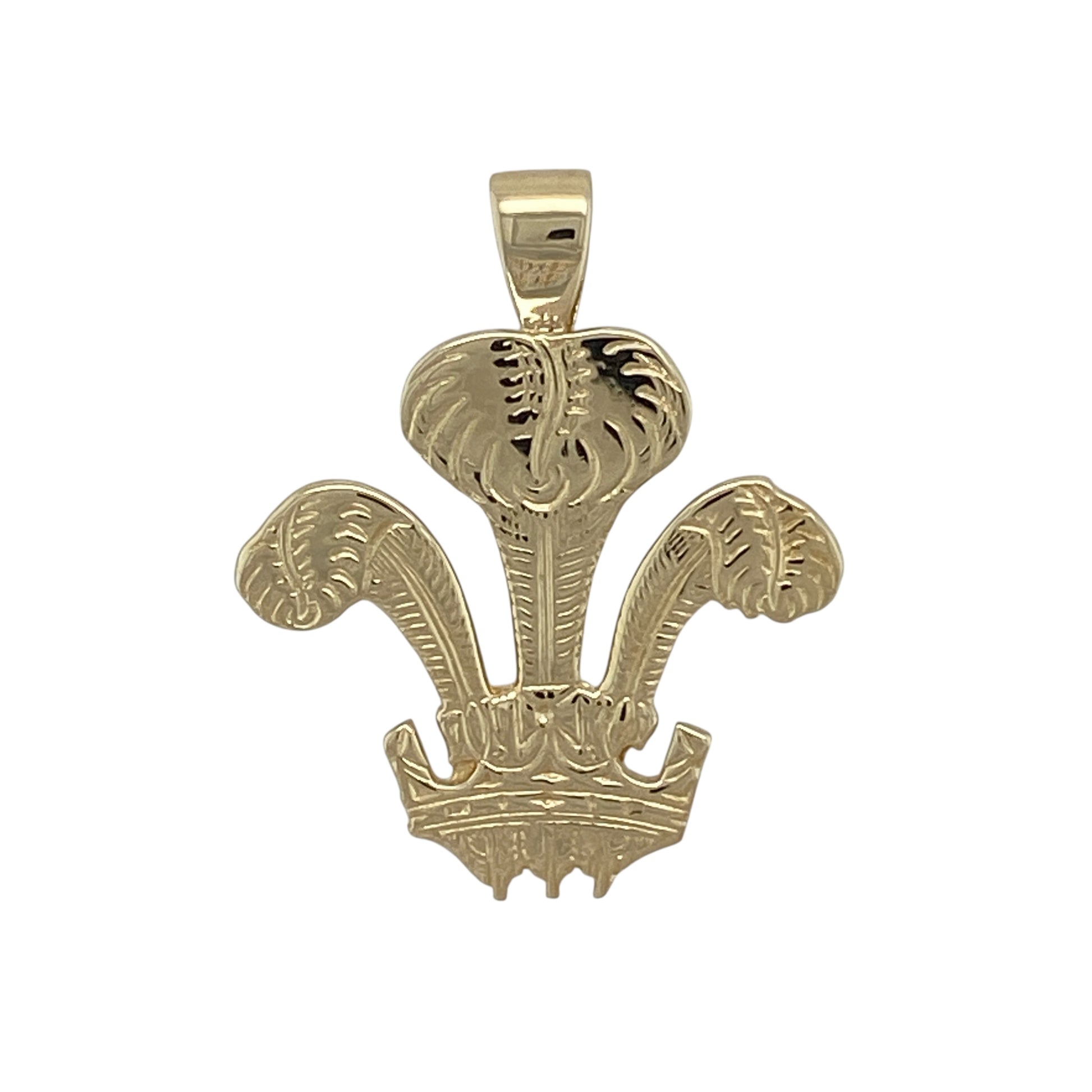 9ct Gold Welsh Three Feathers Pendant