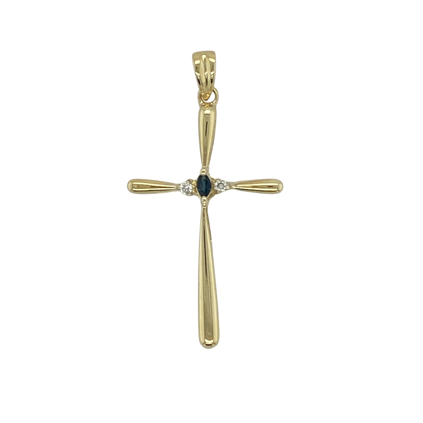 9ct Gold Diamond & Sapphire Set Cross Pendant
