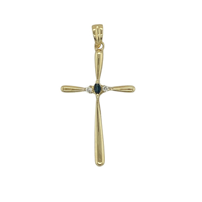 9ct Gold Diamond & Sapphire Set Cross Pendant
