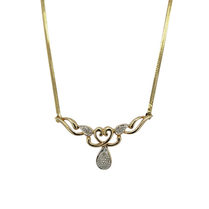 9ct Gold & Diamond Set Heart Drop 16" Necklace