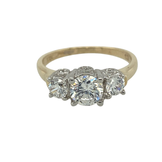 9ct Gold & Cubic Zirconia Set Trilogy Ring