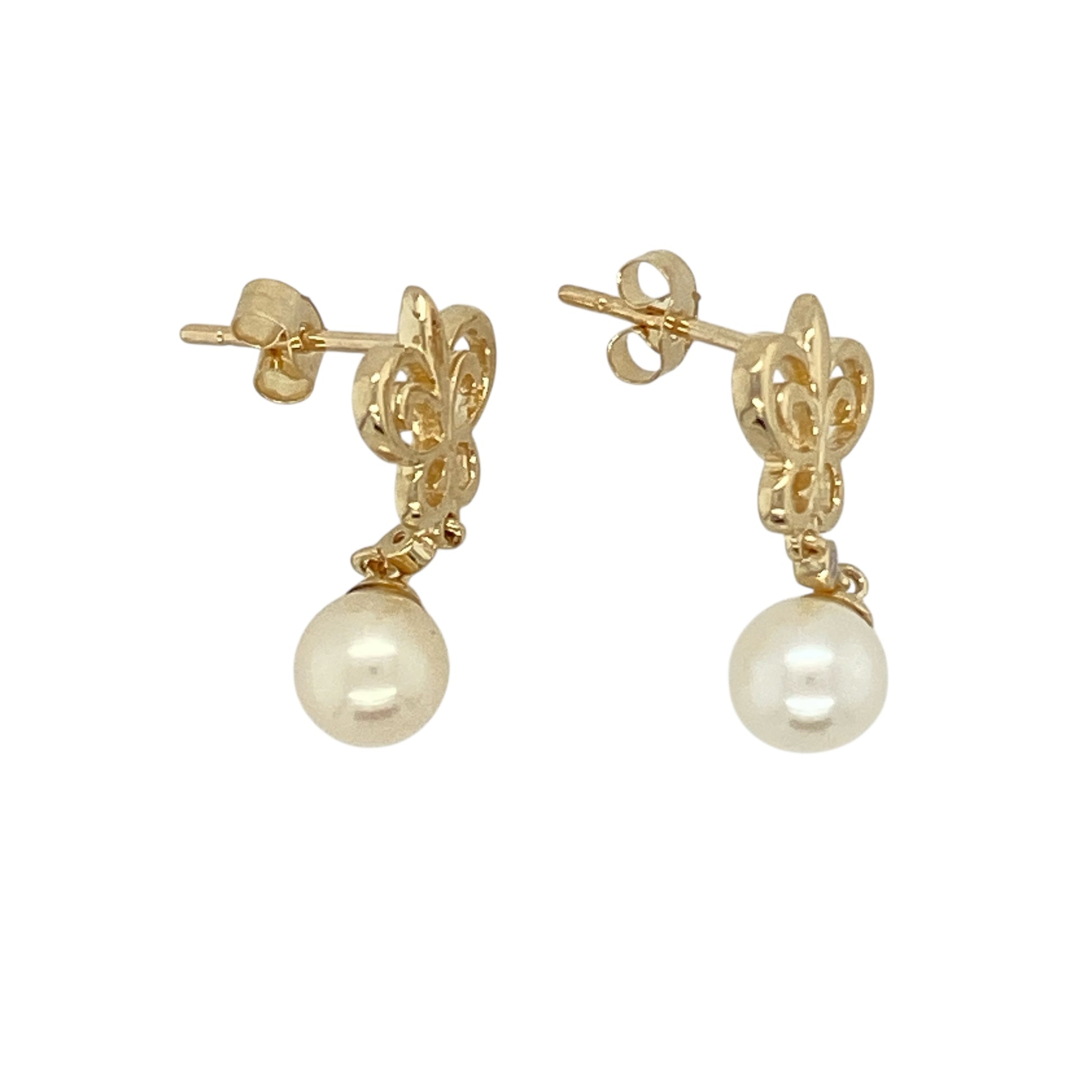 9ct Gold & Pearl Set Drop Earrings