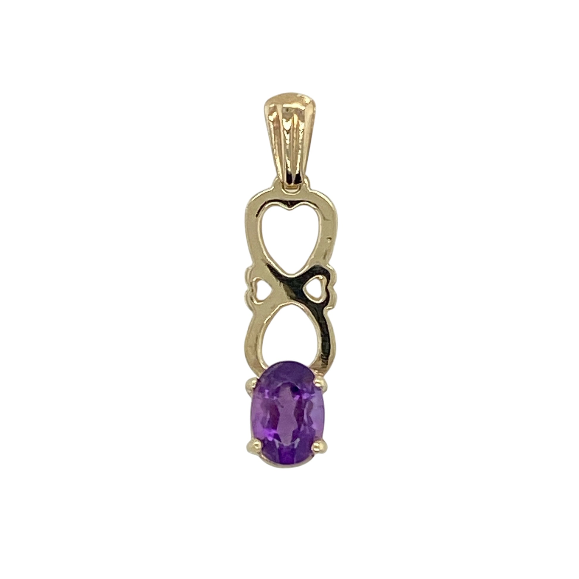 9ct Gold & Amethyst Set Heart Pendant