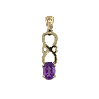 9ct Gold & Amethyst Set Heart Pendant