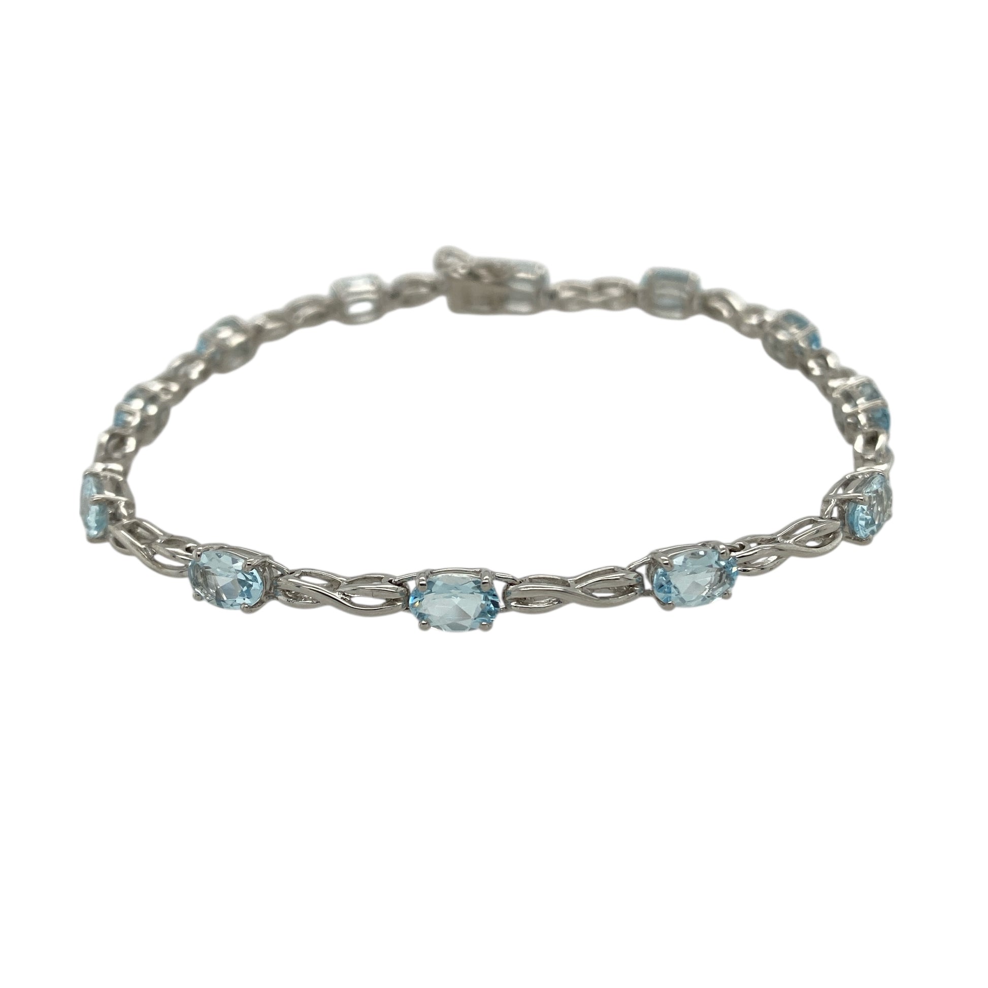 9ct White Gold & Blue Topaz Set 7.5" Bracelet