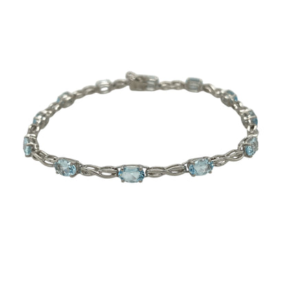 9ct White Gold & Blue Topaz Set 7.5" Bracelet